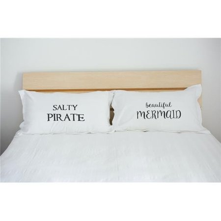 ONE BELLA CASA One Bella Casa 75009CSE Salty Pirate Beautiful Mermaid Pillow Case; Black - Set of 2 75009CSE